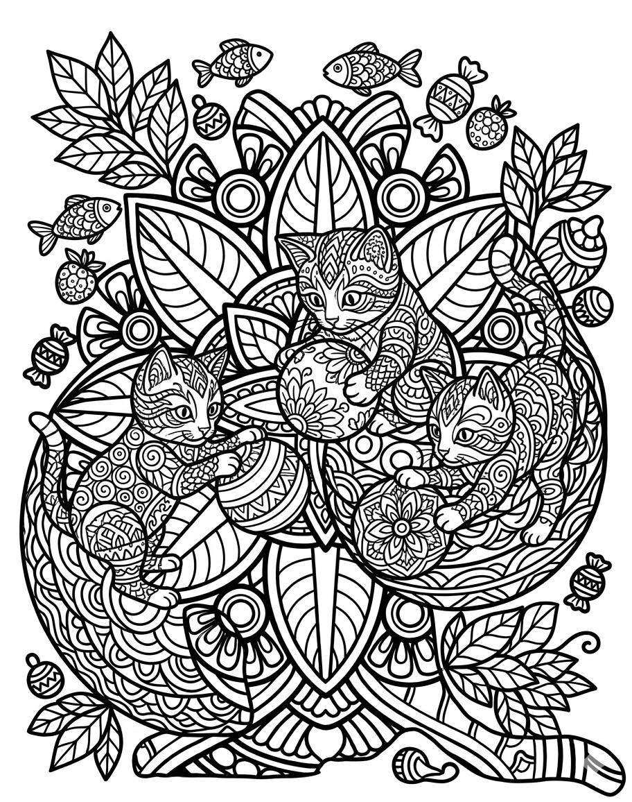 Mandala de gatos felices